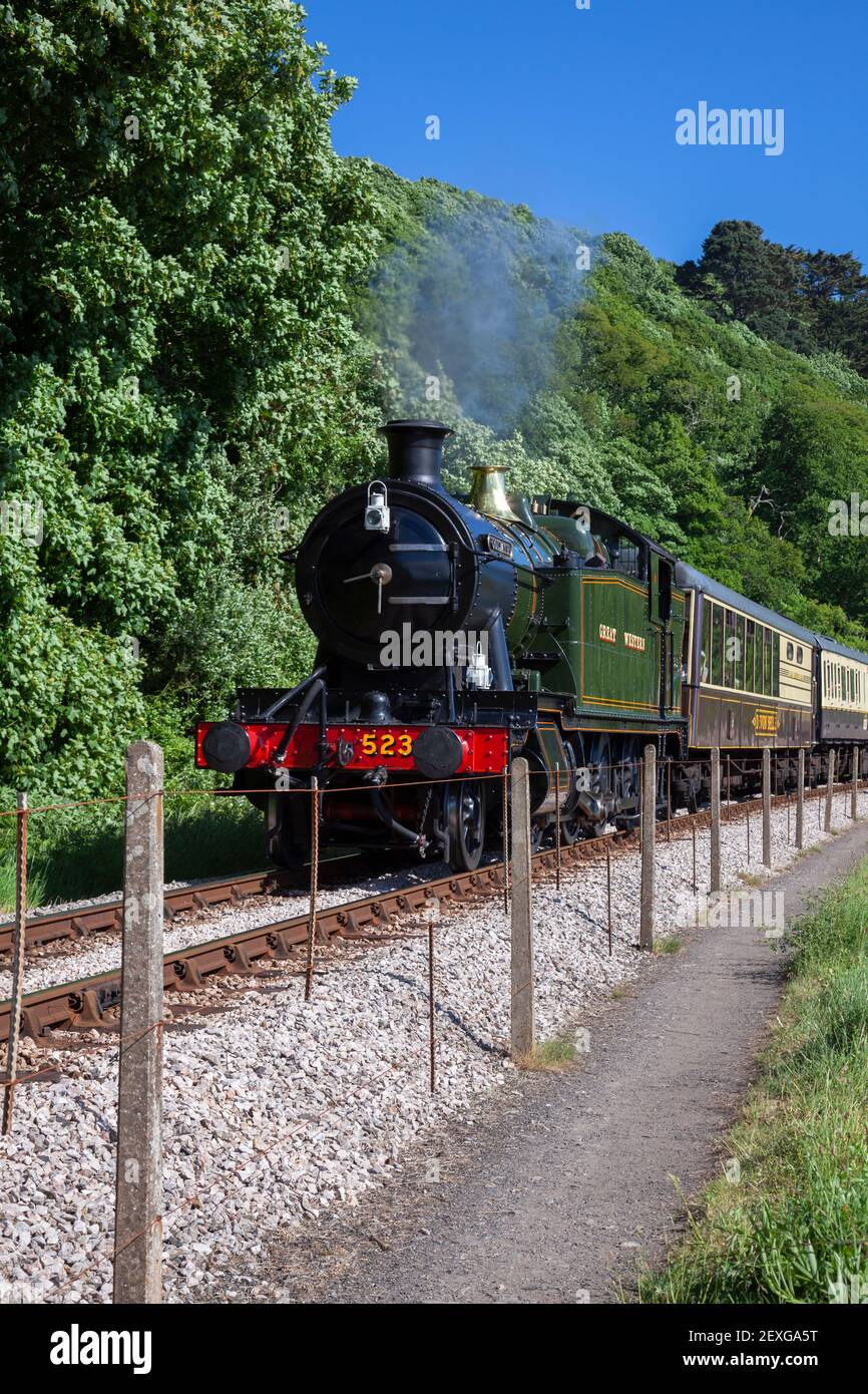 England, Devon, Kingswear, GWR Steam Locomotive No. 5239 'Goliath' on the Dartmouth Steam Railway Stock Photo