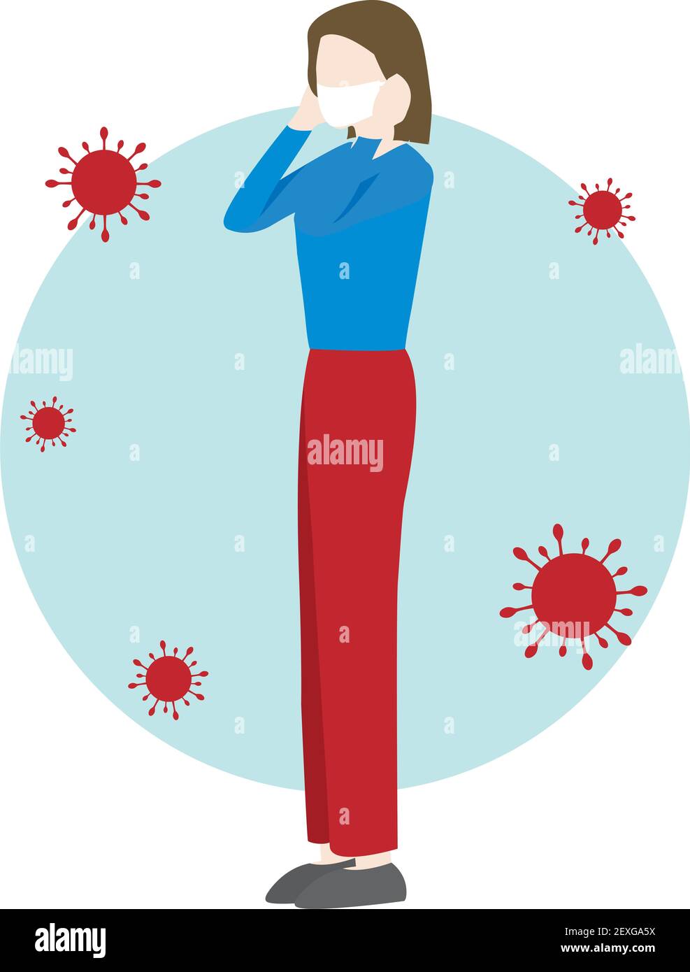 flat design, women wearing mask for safety from corona virus vector ...
