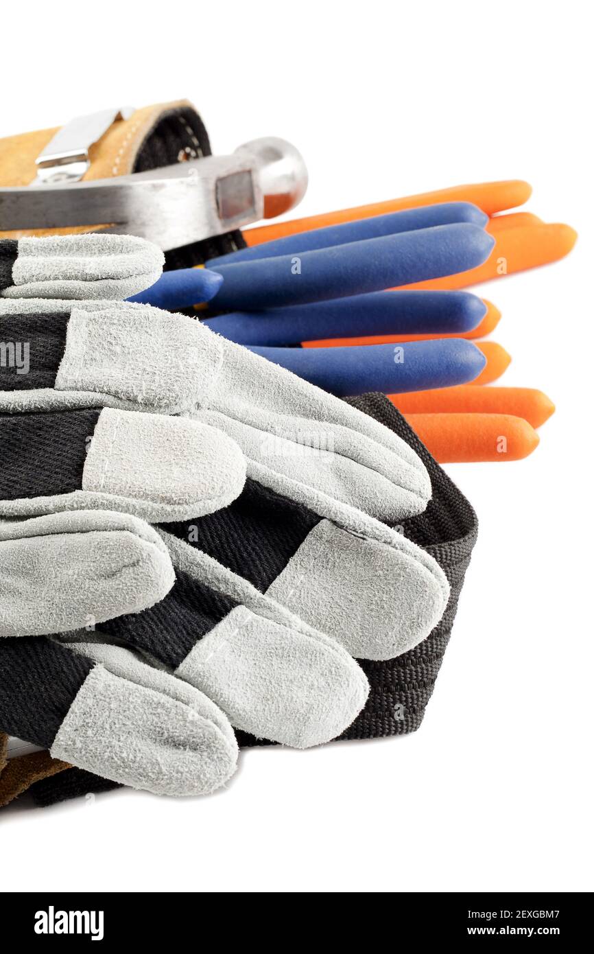 Tool belt and gloves Stock Photo Alamy