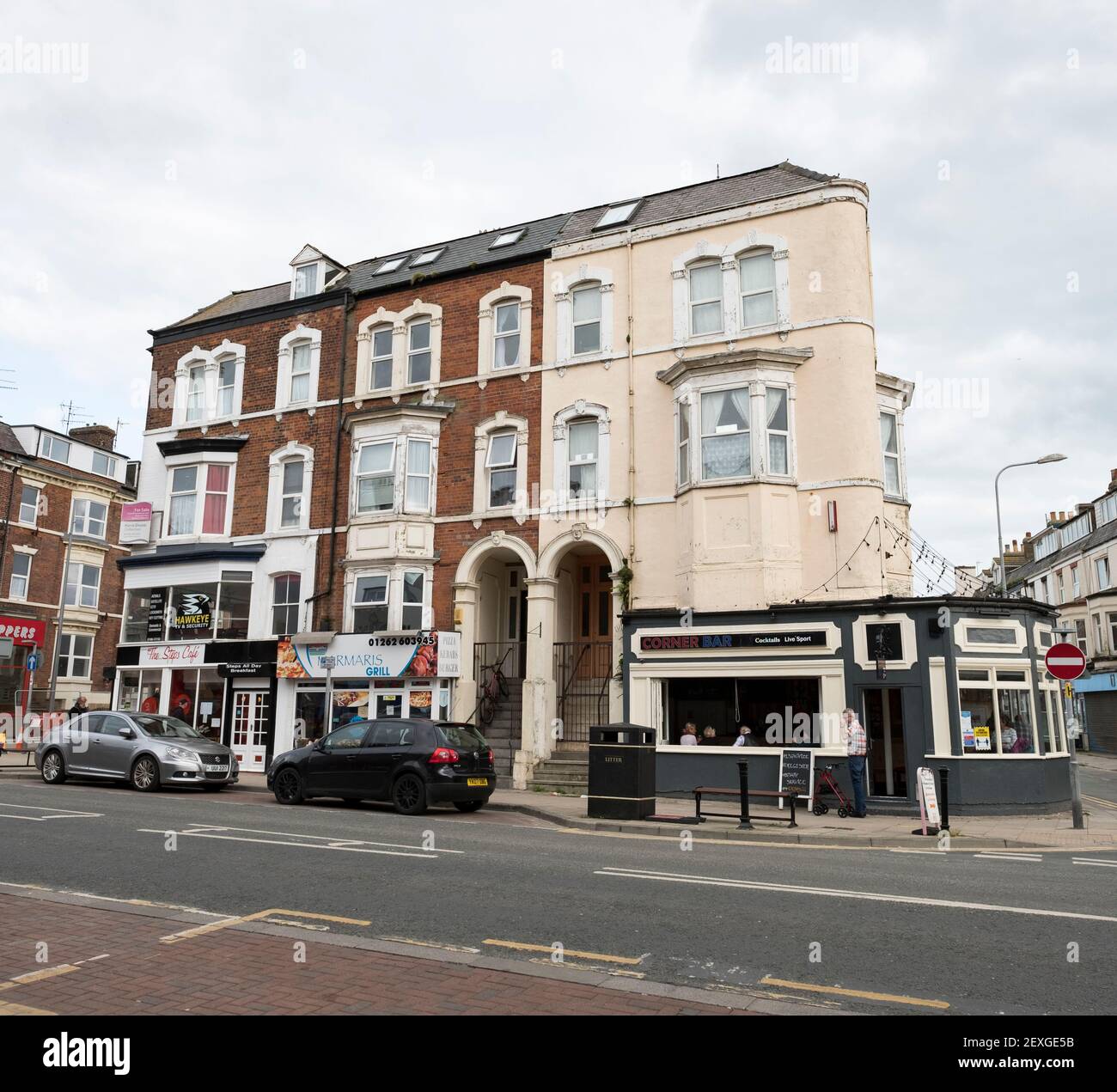 Shops and apartments in Bridlington, UK Stock Photo Alamy