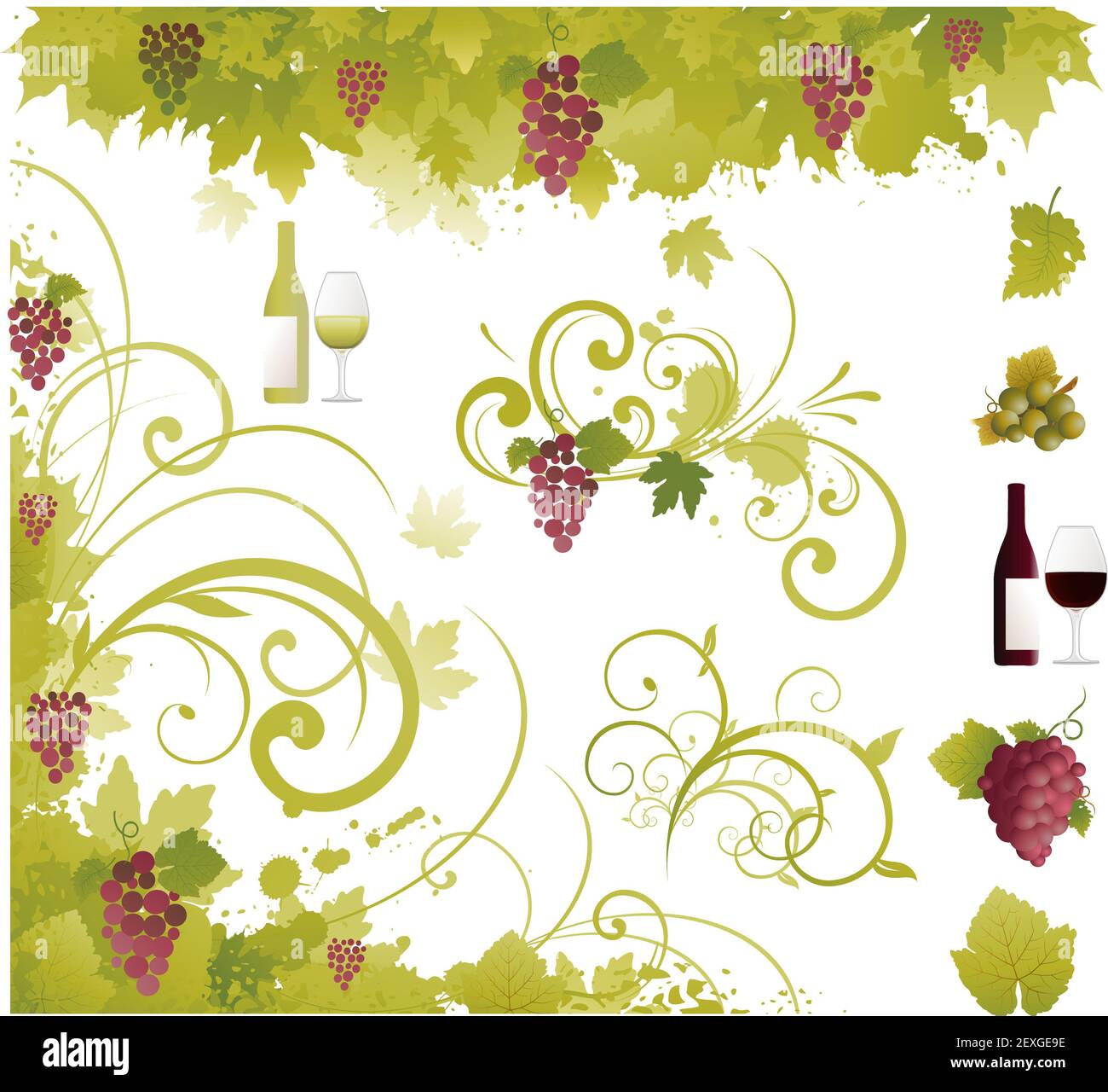 Wine decorative elements Stock Photo