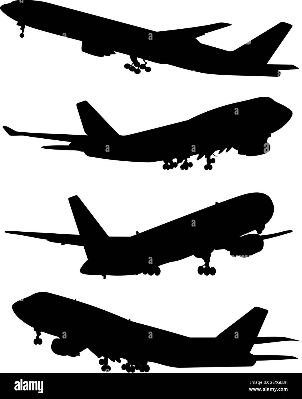 Airplane silhouette set Stock Photo