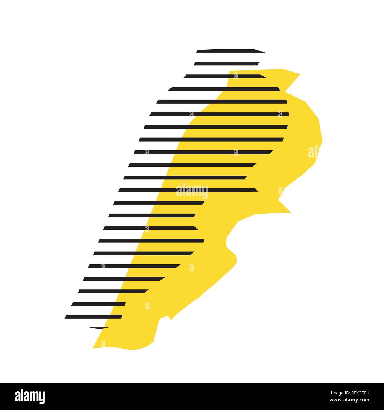Lebanon yellow country silhouette with shifted black stripes. Memphis