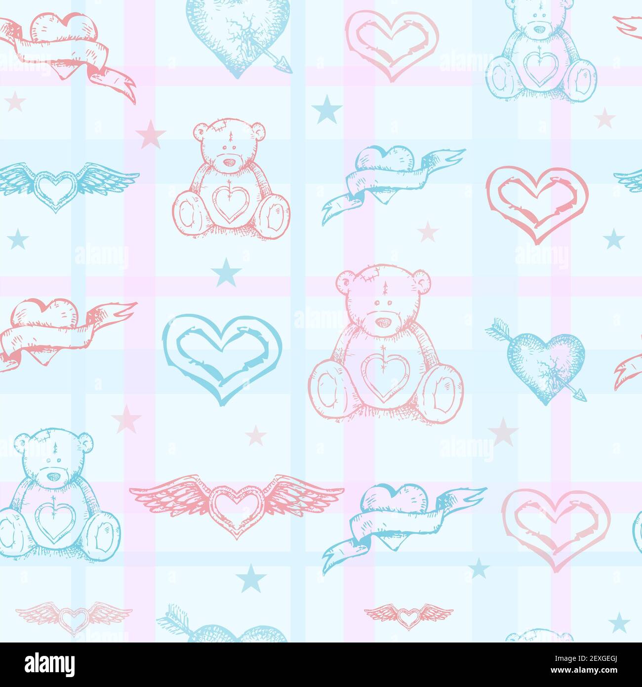 Seamless baby pattern with teddy bear Stock Photo - Alamy