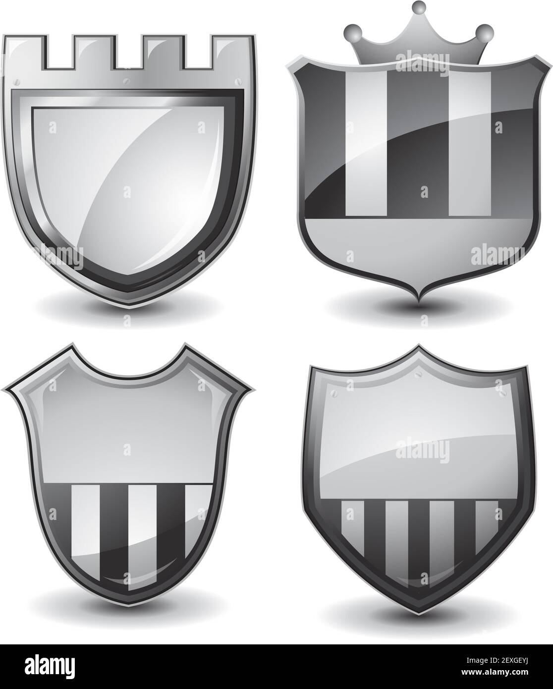 Vector silver shields Stock Photo - Alamy