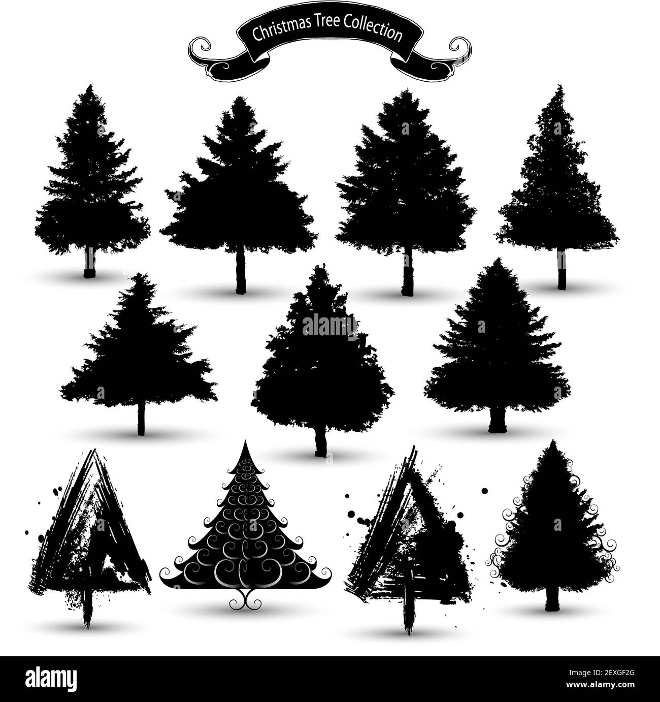 Christmas tree silhouettes Stock Photo