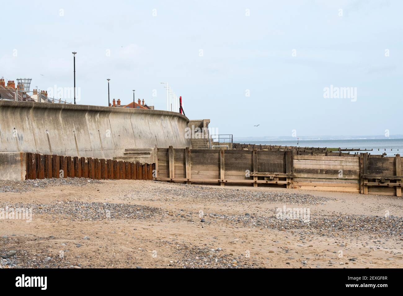 Example of beach groynes Stock Photo