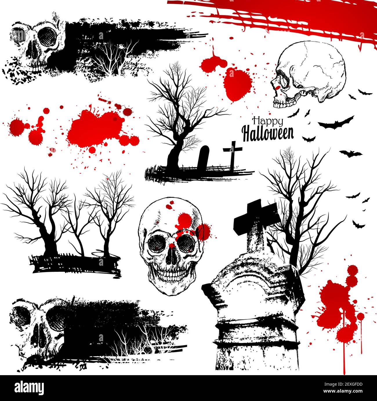 Halloween horror elements represent death Stock Photo