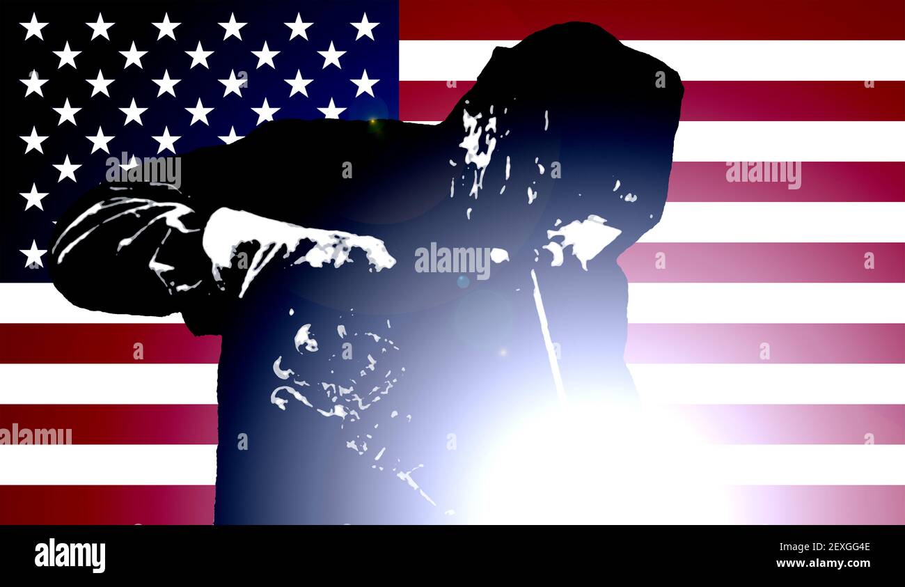 Welder and American Flag Stock Photo Alamy