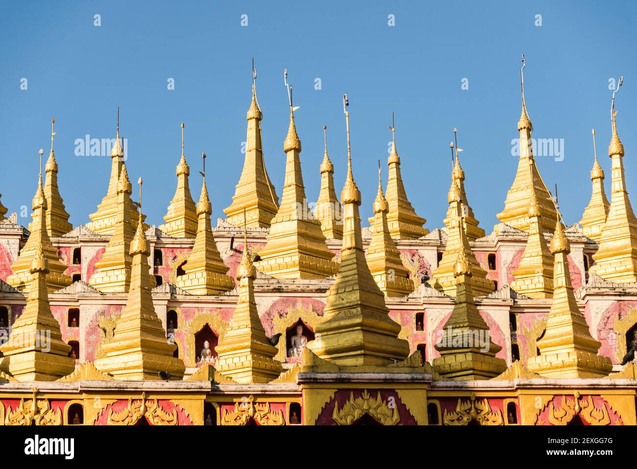 Exterior of the Moe Hnyin Than Boaddai Temple in Monywa, Myanmar Stock Photo