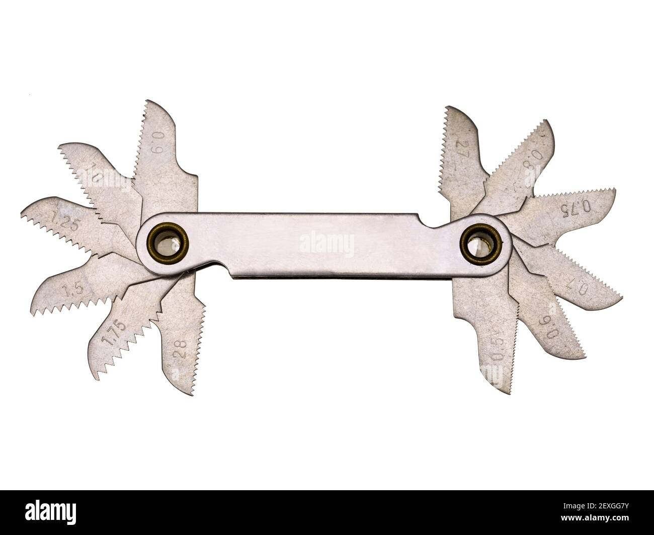 Thread pitch gauge tool Stock Photo Alamy