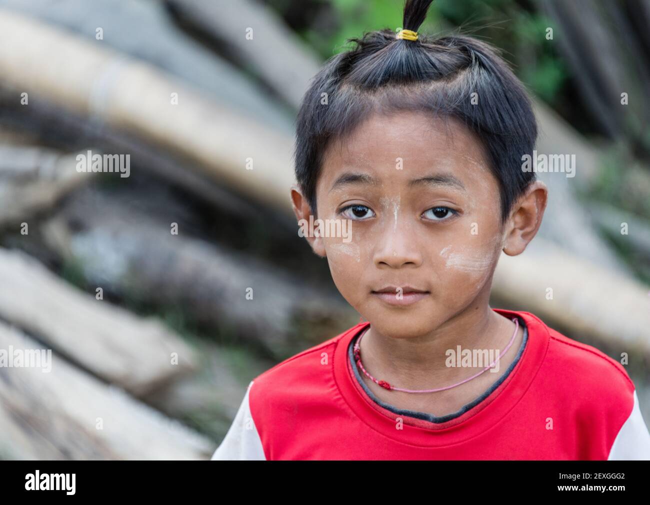 Portrait of village people, Myanmar Stock Photo