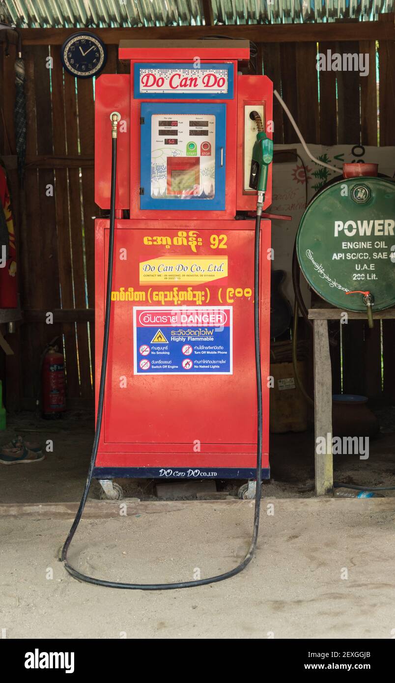 Fuel pump in Myanmar village Stock Photo Alamy