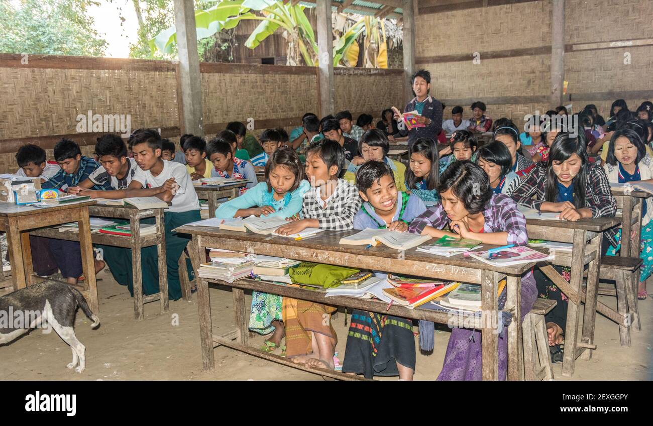 Children in village school, Myanmar Stock Photo