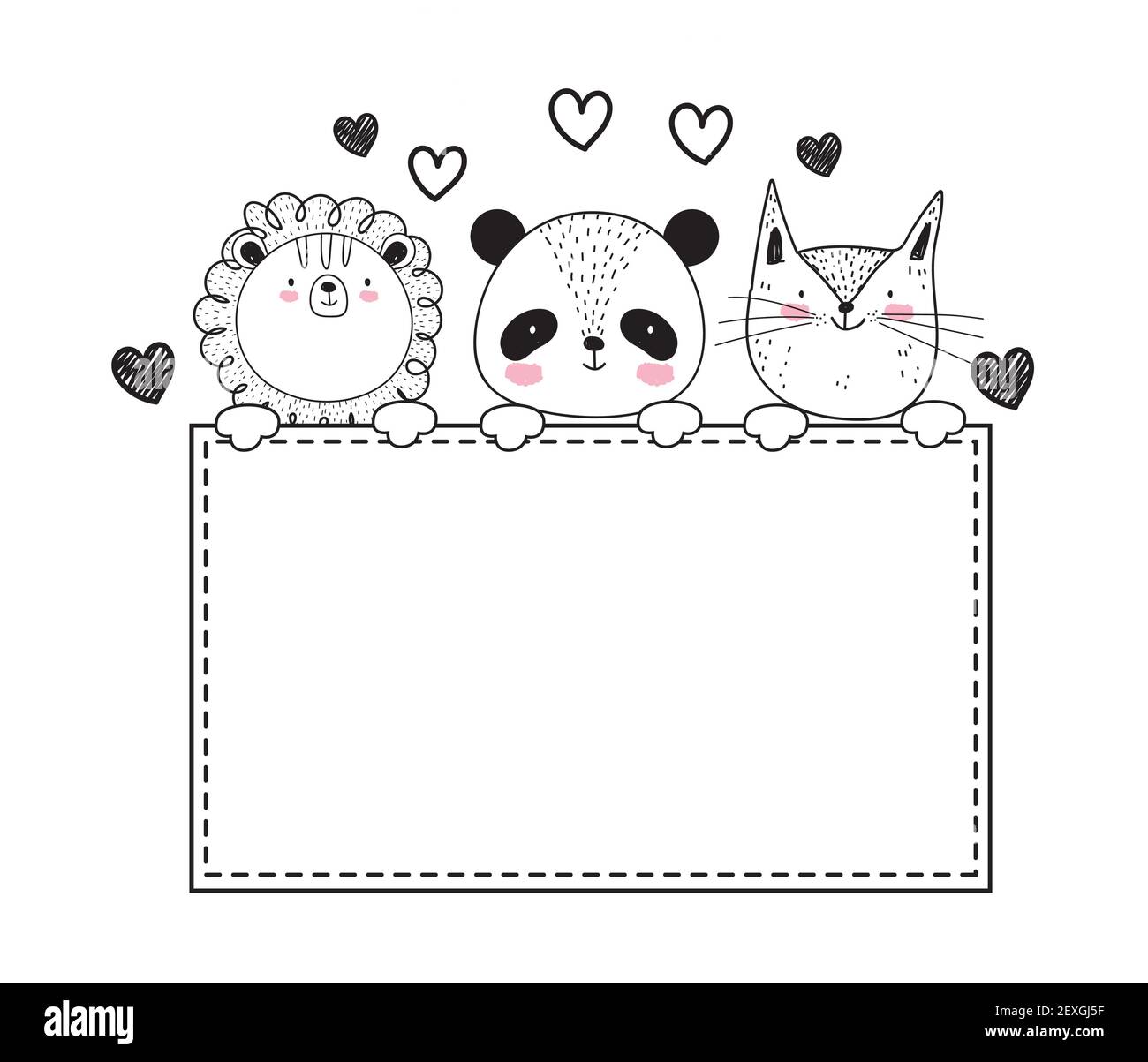 wild animals adorable sketch banner Stock Vector Image & Art - Alamy