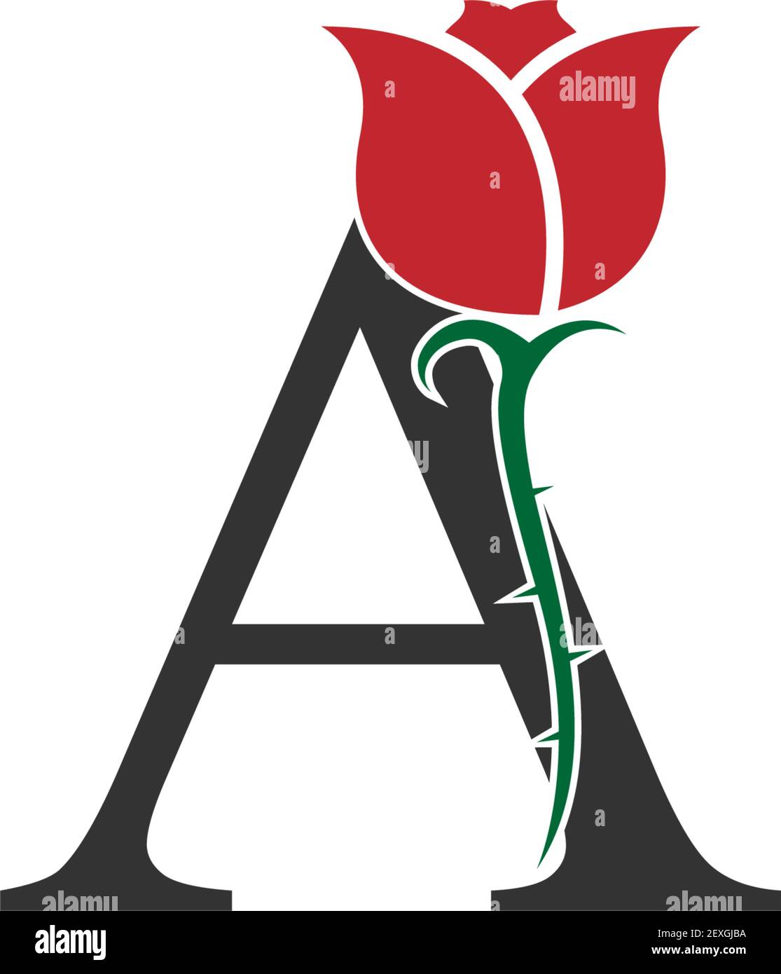 Letter A logo icon with rose design vector illustration Stock Vector