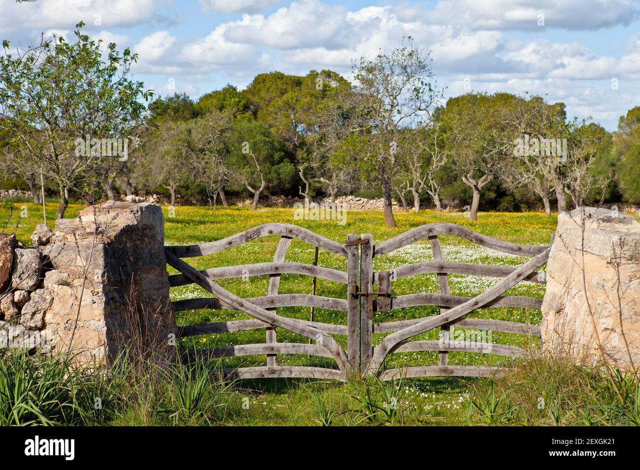 Rustic fence gate Stock Photo - Alamy
