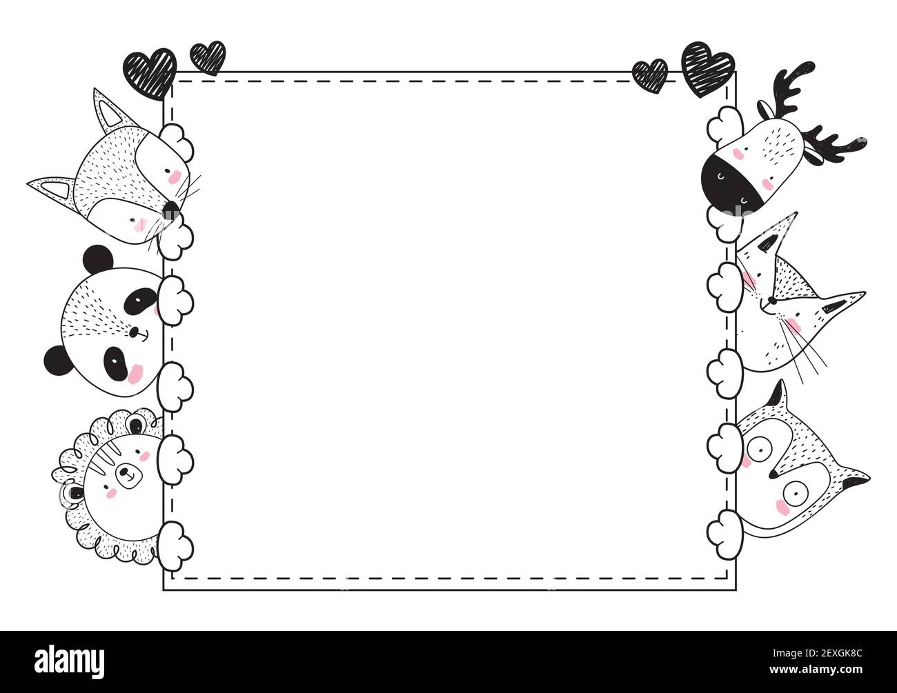 cute animals adorable sketch banner Stock Vector Image & Art - Alamy