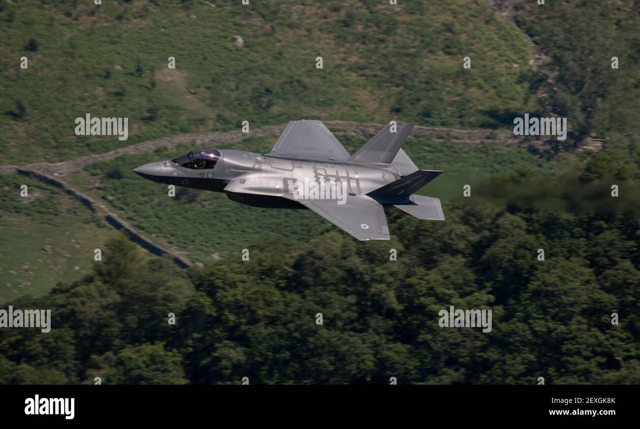 RAF F-35B on low flying training in the Lake District (Low Fly Area 17), Cumbria, UK Stock Photo