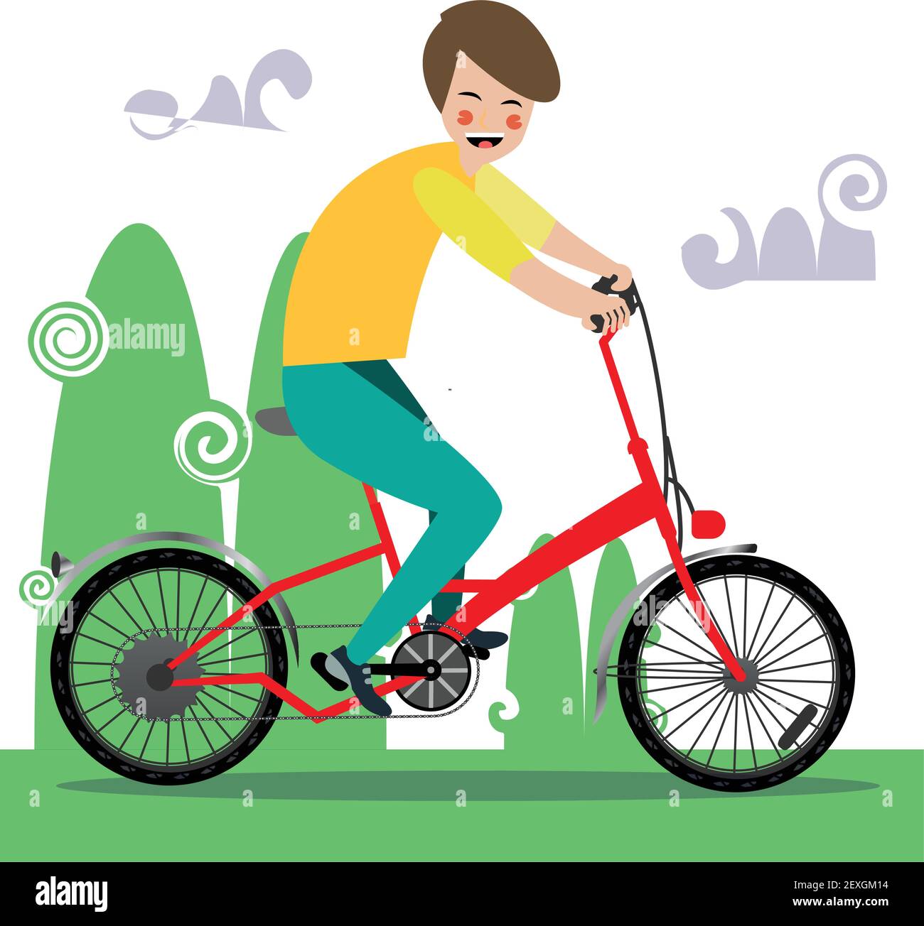 Boy riding a bike in the park Stock Vector Image & Art - Alamy
