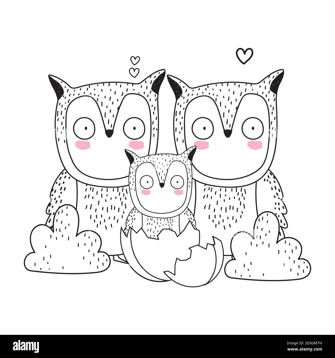 owls animals family sketch cartoon Stock Vector Image & Art - Alamy