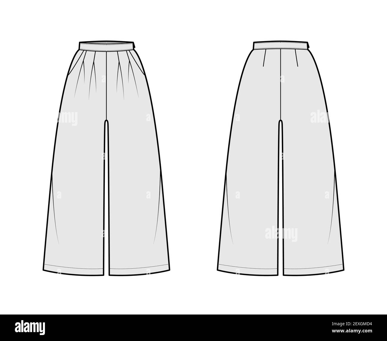 Premium Vector  Pants culotte palazzo technical fashion illustration