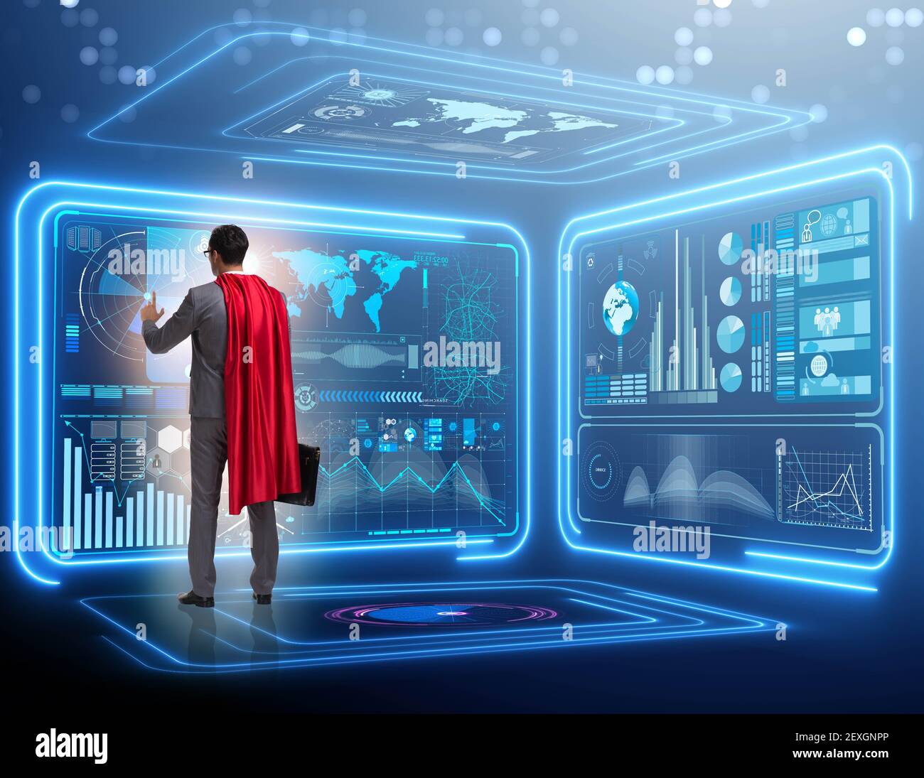 The superhero in data management concept Stock Photo - Alamy