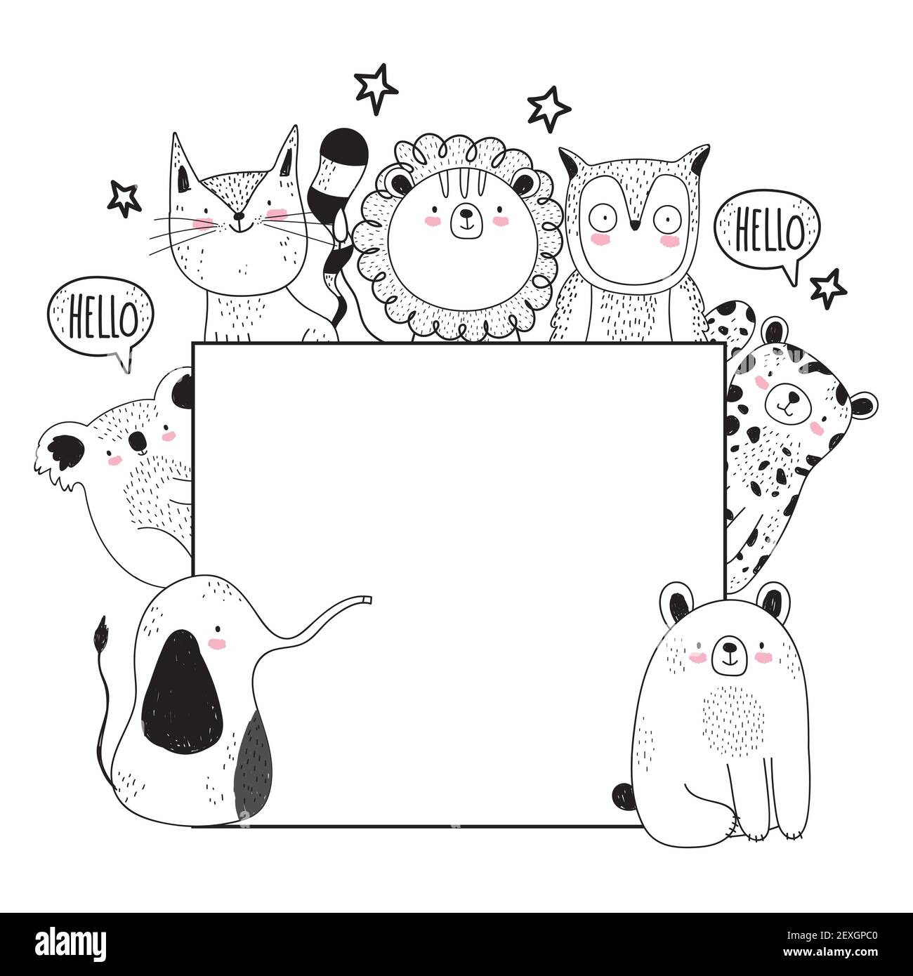 cute animals wildlife sketch banner Stock Vector Image & Art - Alamy