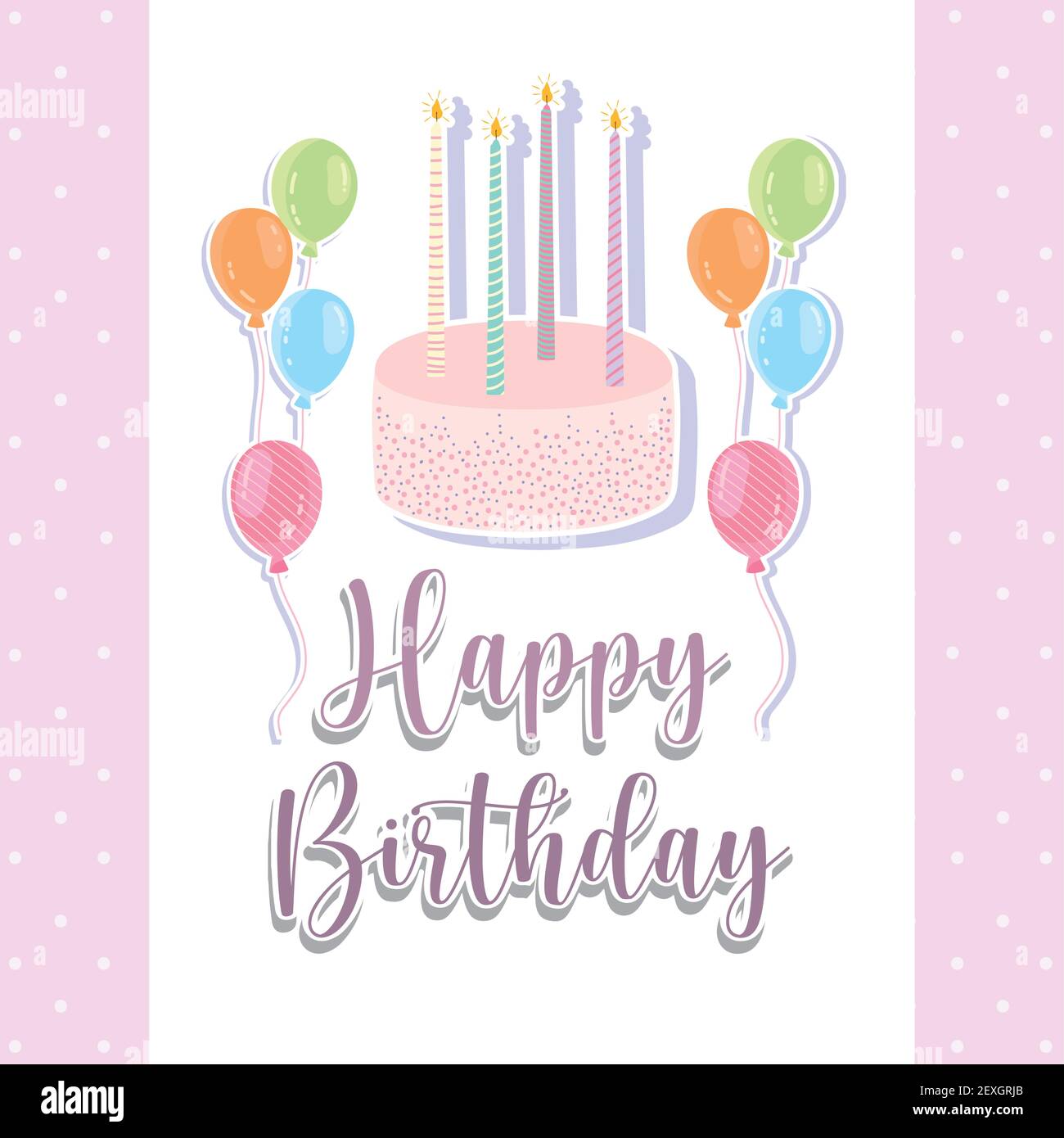 Happy Birthday cake balloons card Stock Vector Image & Art - Alamy