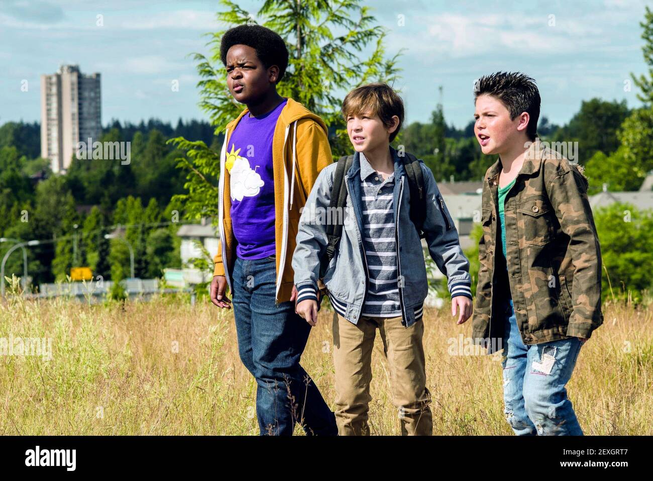 KEITH L. WILLIAMS, JACOB TREMBLAY, BRADY NOON, GOOD BOYS, 2019 Stock Photo