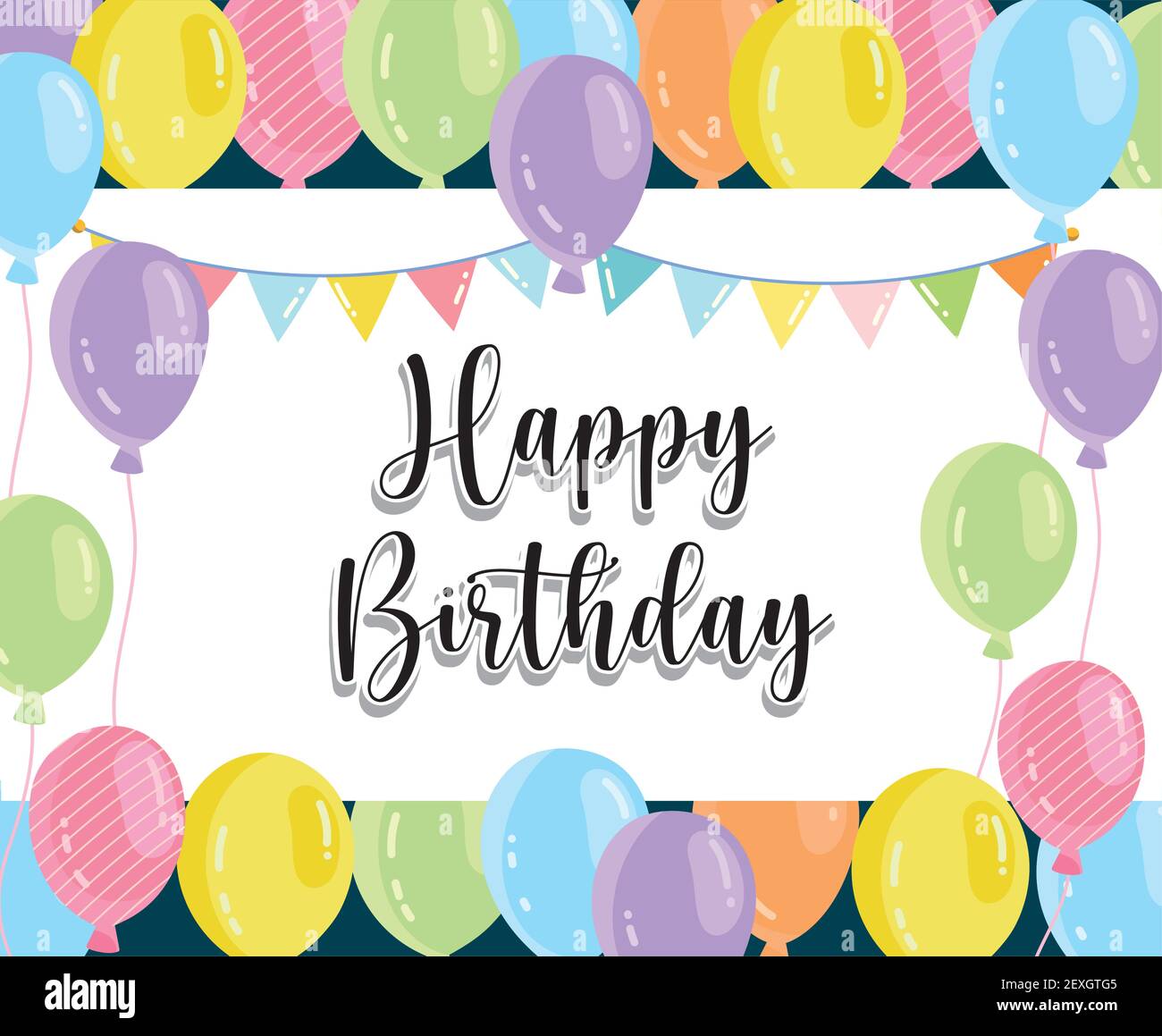 Happy Birthday party balloon decoration Stock Vector Image & Art - Alamy