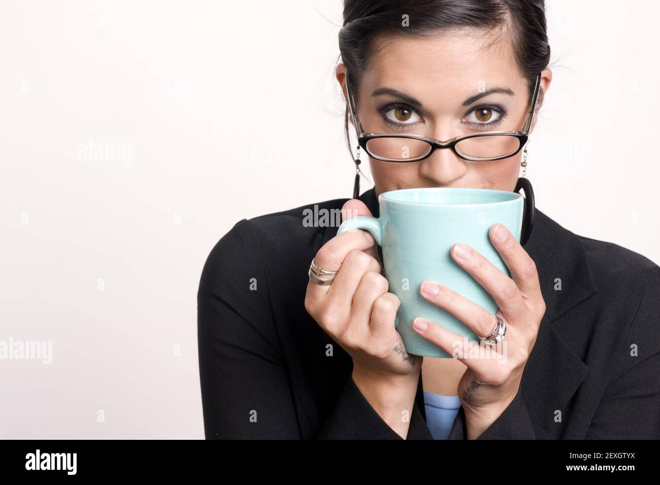 Intellectual Girlfriend Coffee Break Stock Photo