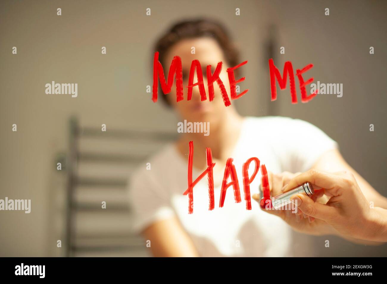 Woman writing lipstick mirror hires stock photography and images Alamy