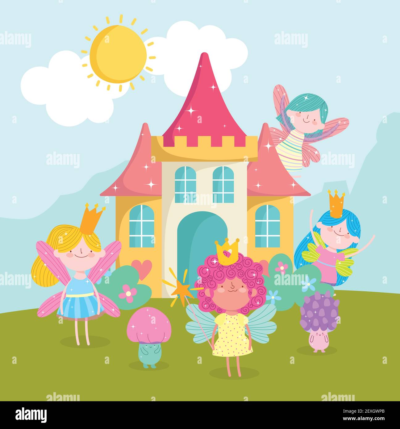 cute fairy castle tale cartoon Stock Vector Image & Art - Alamy
