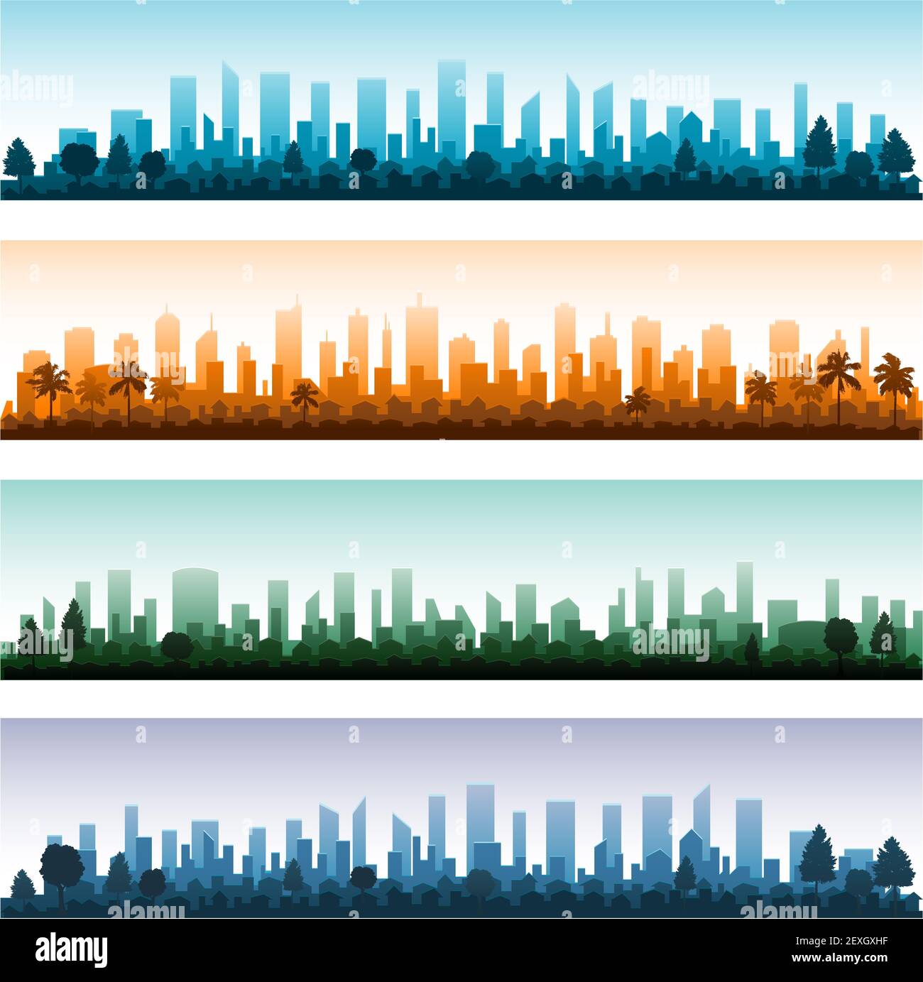 Cityscape silhouette city panoramas Stock Photo