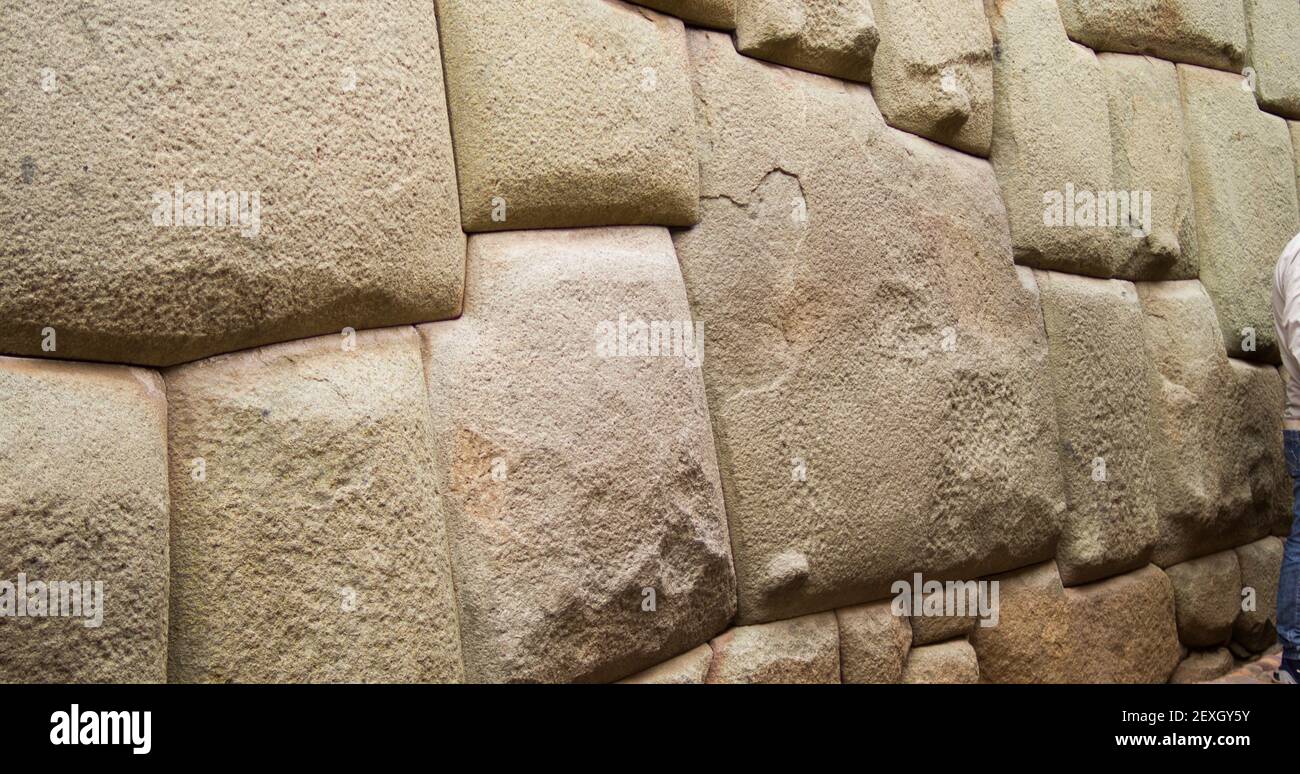 12 angled stone in stree in cusco imperial city, Peru Stock Photo