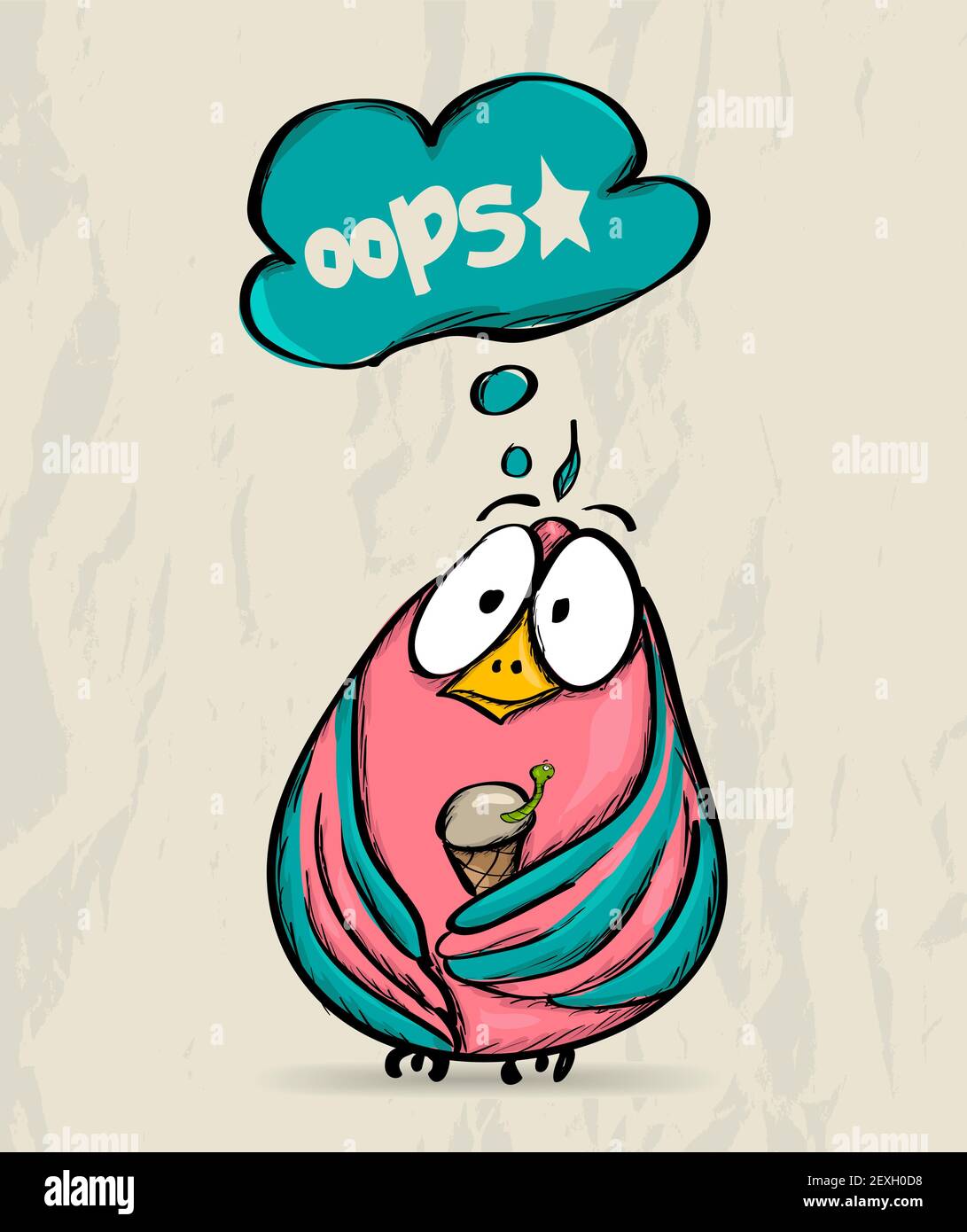 Poster with funny bird. Stock Photo