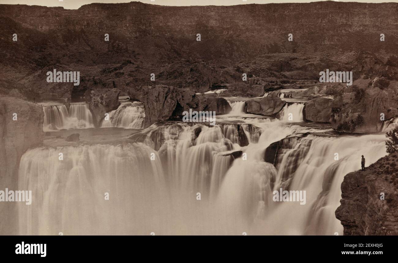 Shoshone Falls, Snake River, Idaho. Full lateral view-on upper level - Timothy O'Sullivan, 1874 Stock Photo