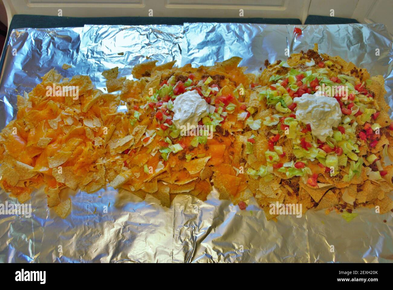 Nacho table kitchen table wrapped in aluminum foil and covered with