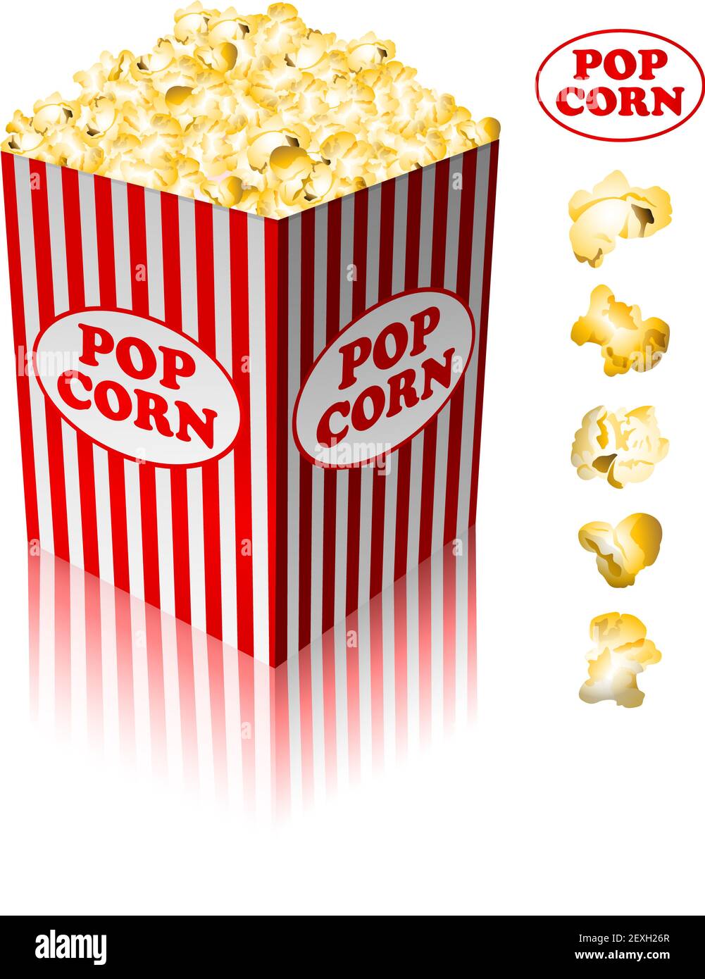 Popcorn in a striped tub Stock Photo - Alamy