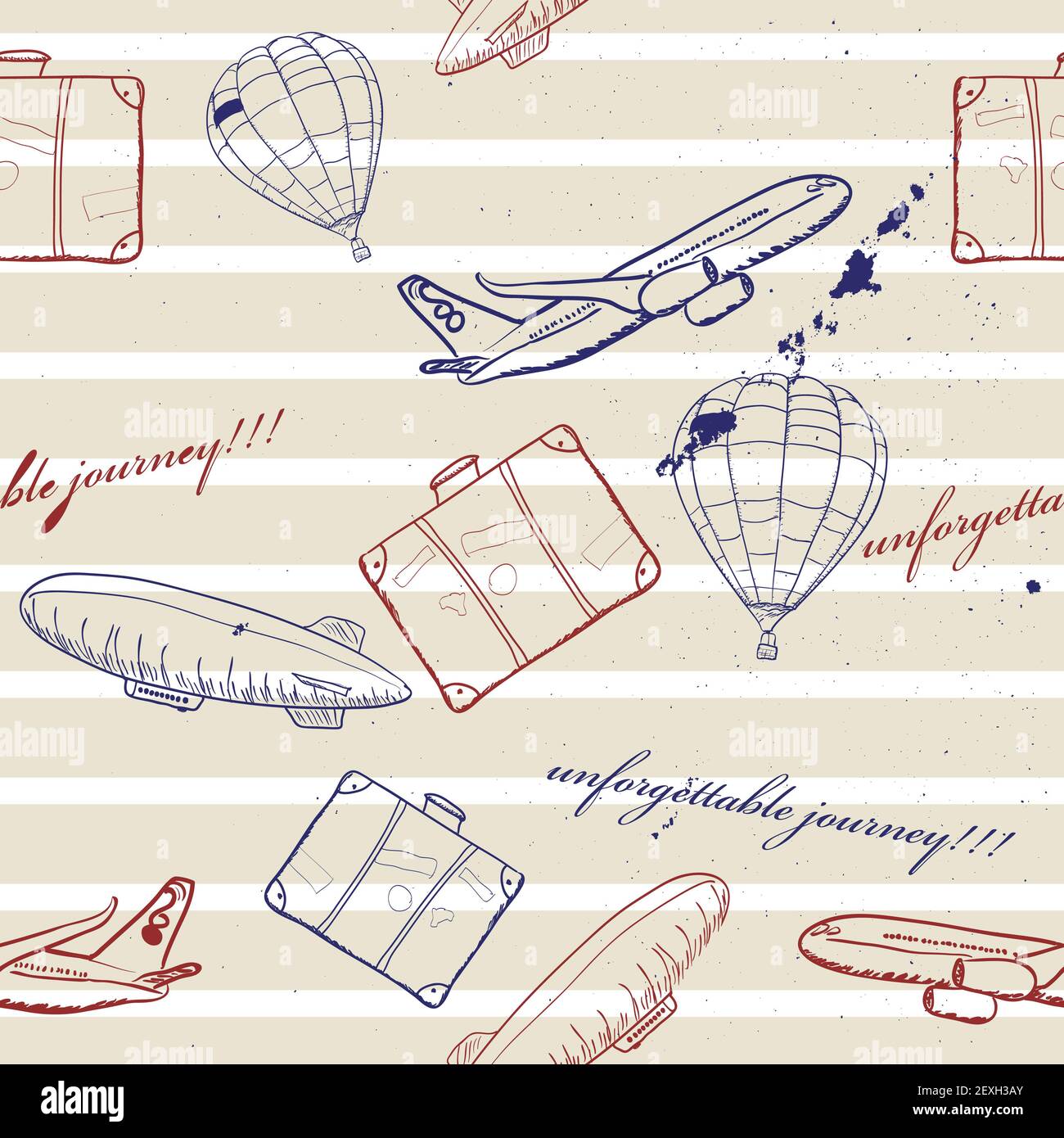 Flying vehicles journey seamless pattern. Stock Photo