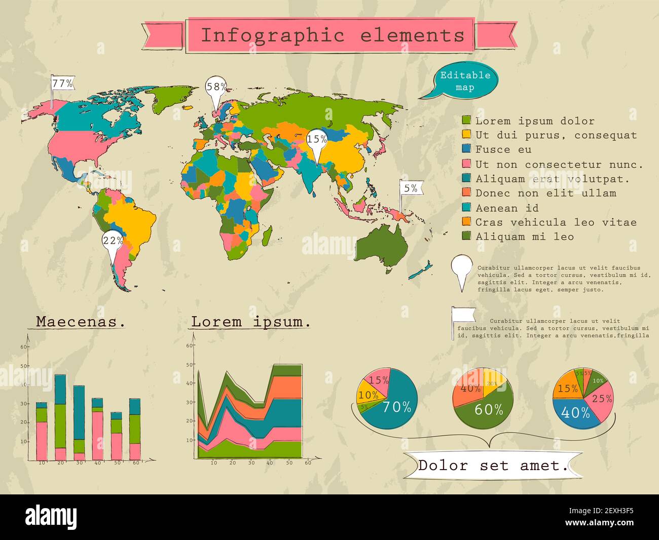 Infographic elements world map hi-res stock photography and images - Alamy