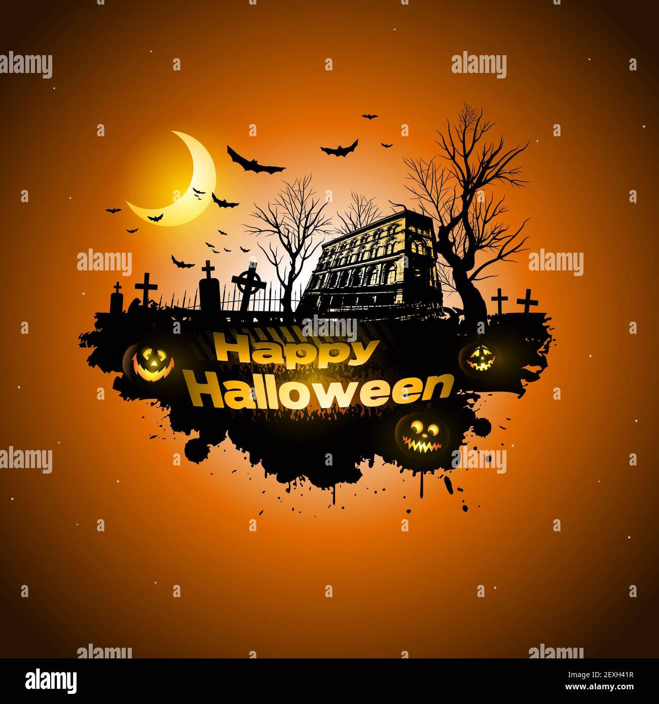 Multiple orange Halloween banners and backgrounds Stock Photo - Alamy