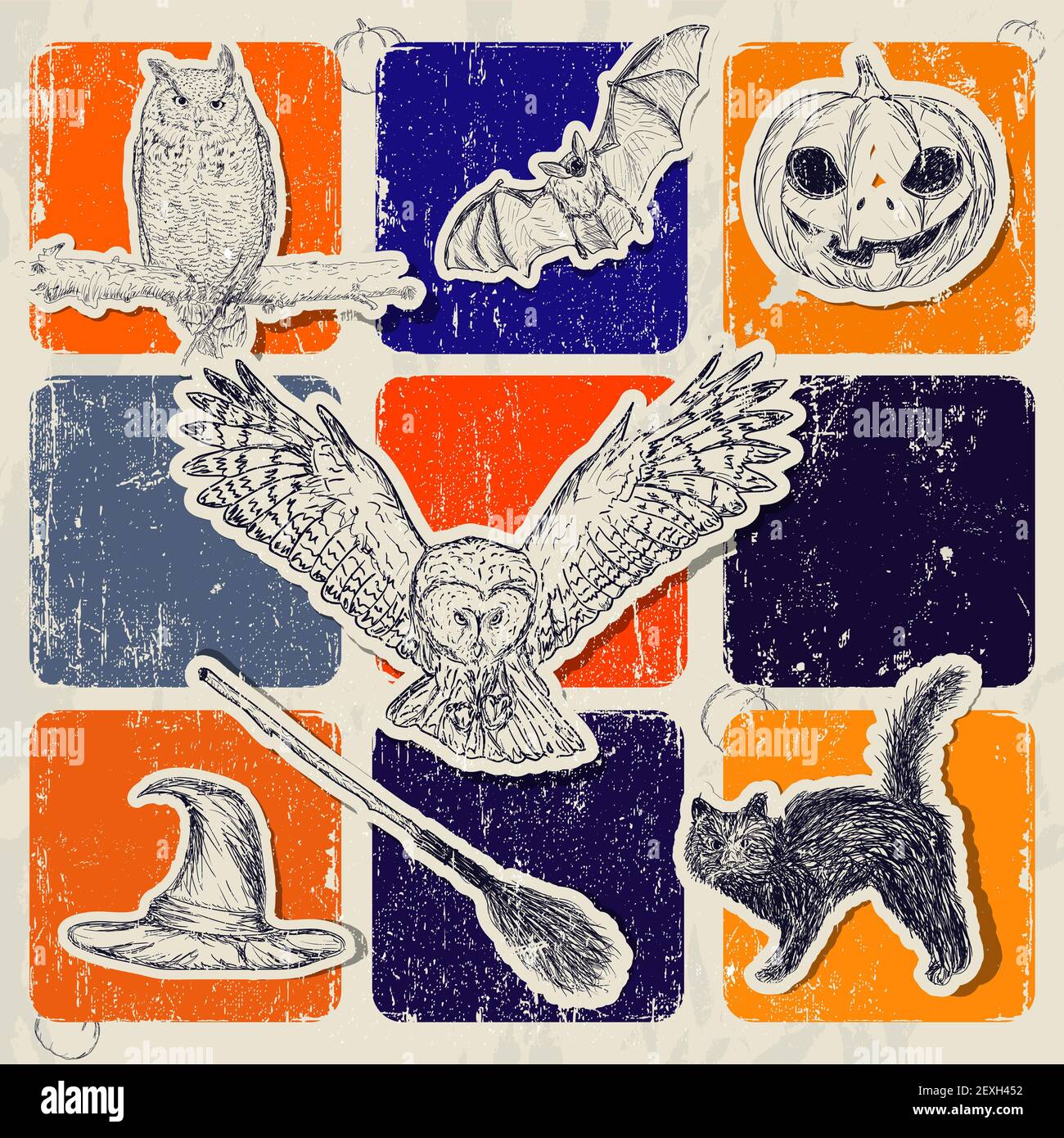 Vintage Halloween poster. Stock Photo