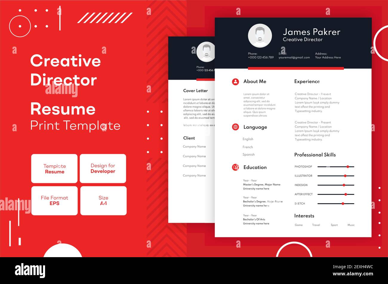 Professional Cv Resume Template Design And Letterhead Cover Letter Vector Minimalist Stock Vector Image Art Alamy