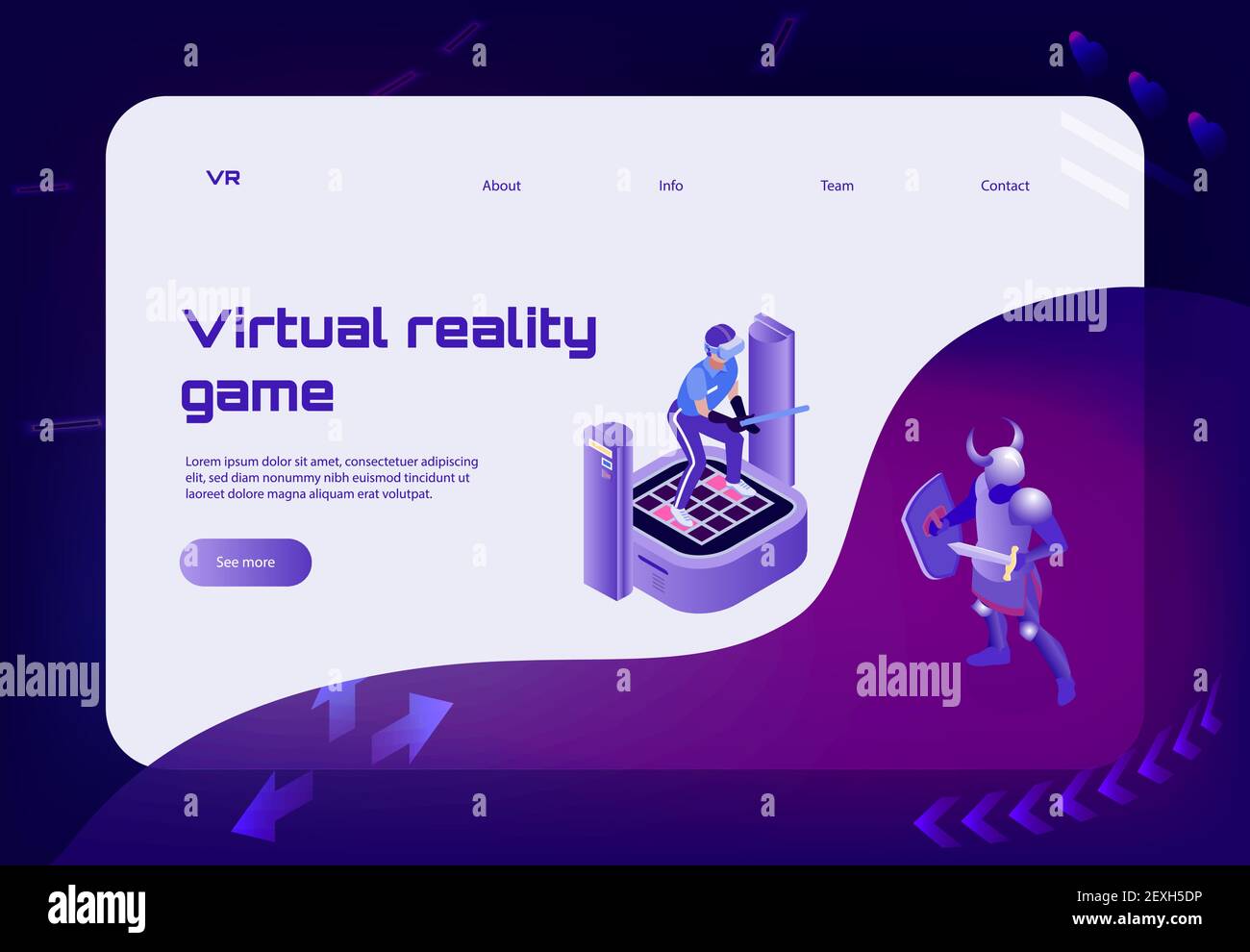 Isometric virtual reality concept banner landing page design with ...