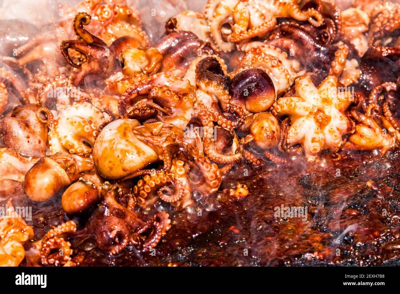 Korean style grilled baby octopus Stock Photo