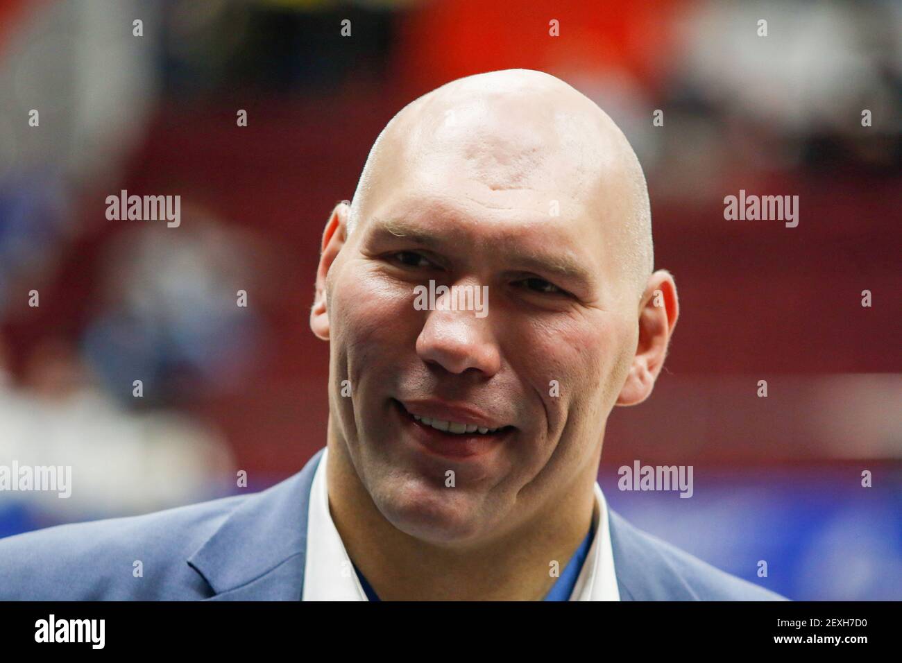 Saint Petersburg, Russia. 04th Mar, 2021. Russian boxer, Deputy of the State Duma of the Russian Federation, Nikolai Valuev seen during the 2020/2021 Turkish Airlines EuroLeague Regular Season Round 28, match between BC Real Madrid and Zenit St. Petersburg at the Sibur Arena. (Final score; Zenit St. Petersburg 71:75 Real Madrid) Credit: SOPA Images Limited/Alamy Live News Stock Photo