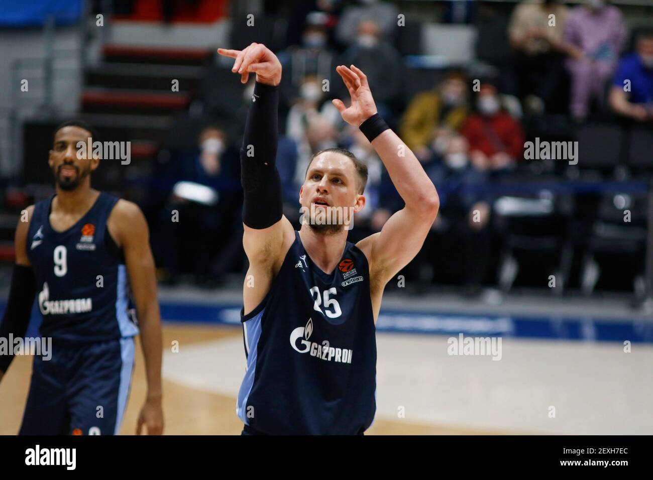 Mateusz Ponitka (25) of Zenit St. Petersburg seen in action during the  2020/2021 Turkish Airlines EuroLeague Regular Season Round 28, match  between BC Real Madrid and Zenit St. Petersburg at the Sibur
