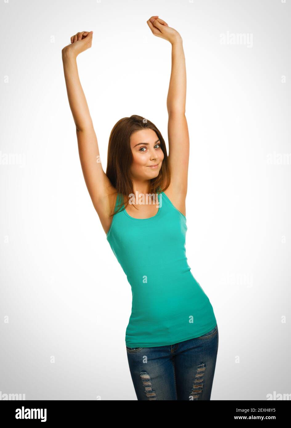 Woman raised hi-res stock photography and images - Alamy